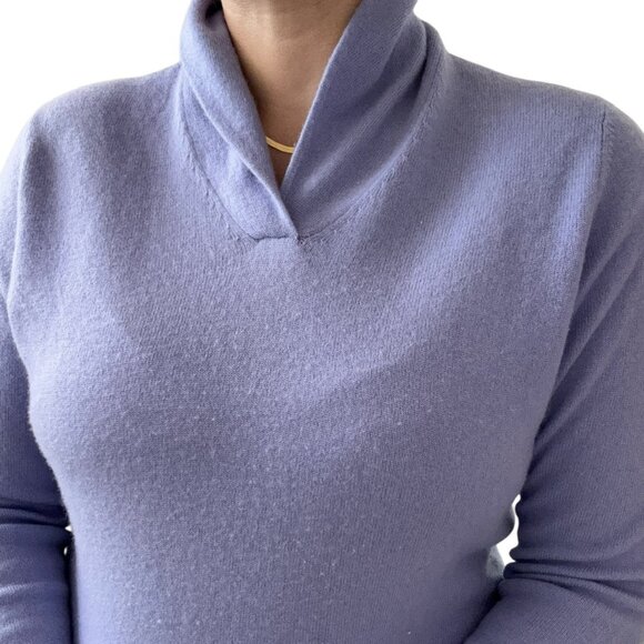 Vintage Valerie Stevens Lavender Purple 100% Cashmere 2-Ply Cowl Neck Sweater - Picture 4 of 6